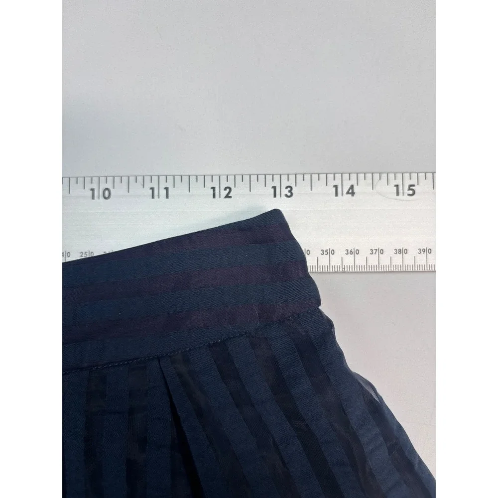 L'ESSAGE Journal Standard Navy Blue Sheer Stripe Pleated Midi‎ Skirt Size 36
